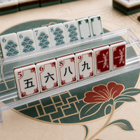 Juego de Mahjong Americano de Acrílico de 3 Capas con Diseño de Lirio de Agua Oriental, Base Verde, Fichas de Lujo Jardin Green para Regalo, Venta al por Mayor
