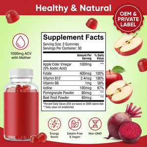 Beauty Apple Cider Vinegar Vitamin Gummies Gut Metabolism Vitality Support Custom OEM ODM Private Label <b>Gummy</b> <b>Candy</b> - Product Image 6