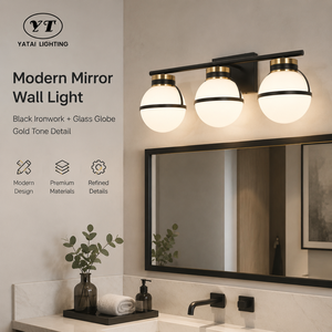 Modern Wall <b>Light</b> Black Ironwork Glass <b>Globe</b> E27 Three Head Mounted Indoor Decorative For Home Bedroom Living Room - Product Image 2