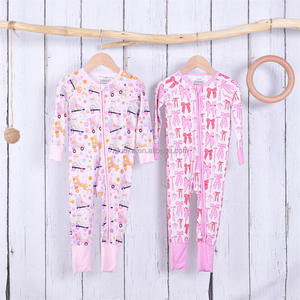Großhandel 95% Bambus 5% Spandex Pyjamas Kleinkinderbekleidung mit Individuell Bedrucktem Logo Neugeborenen-Reißverschluss-Strampler aus Bambus - Product Image 5