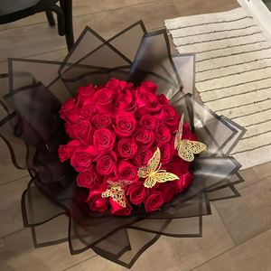 20 feuilles de papier d'emballage transparent à bordure noire, papier d'emballage floral noir imperméable pour la Saint-Valentin - Product Image 4