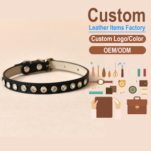 PU Leather Pet <b>Collar</b> with Rhinestone Bling Adjustable Small Medium Dog <b>Cat</b> <b>Collar</b> Durable Stylish Puppy Kitten Neck Strap - Product Image 1
