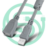 1,5M Großhandel Grau 30AWG 4C USB 2.0 Verlängerungskabel - A-Stecker auf A-Buchse Adapterkabel