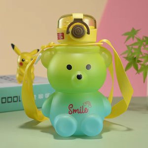 1pc Cute Bear-Themed Summer Water <b>Cup</b> for Girls 800ml Portable Plastic Straw <b>Cup</b> Coating Direct Drinking <b>Large</b> Capacity Kettle - Product Image 6