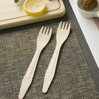 Fourchettes en bois jetables en vrac, tailles assorties 115 mm 200 mm, en bois de bouleau, couverts biodégradables, écologiques, vente en gros