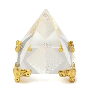 <span class=keywords><strong>Pirámide</strong></span> de Cristal de Cuarzo <span class=keywords><strong>Egipcia</strong></span> para Meditación con Base de Metal - Product Image 1
