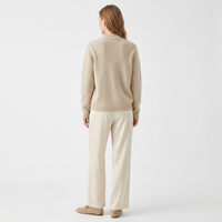 Pull en cachemire ample à col semi-montant épais pour femme, automne-hiver, grande taille