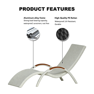 Chaise longue d'extérieur en teck imperméable pour villa, cour, piscine, hôtel, maison d'hôtes, chaise de plage en bois massif - Product Image 3