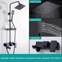 Haute qualité en laiton salle de bain douche à main robinet douche tête carrée ensemble pluie bain douche mélangeur système Kits