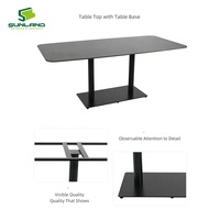 Pied de table moderne en acier thermolaqué sur mesure, double poteau central, pour usage commercial et extérieur (cafés, restaurants, hôtels)
