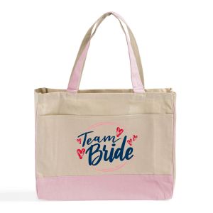 Bolsa de Compras Personalizada de Lona de Algodón para Mujer con Bolsillo Frontal, Gran Capacidad, Laterales Completos y Reforzados, Bolsas de Playa - Product Image 1