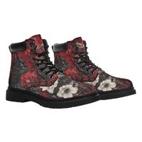 Bottes Martin personnalisées en gros, à lacets, motif graffiti éclaboussures, bottines à talon épais et plateforme en cuir