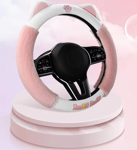Cubierta <span class=keywords><strong>para</strong></span> volante <span class=keywords><strong>de</strong></span> coche nuevo invierno Universal felpa cálida antideslizante lindo gatito cubierta <span class=keywords><strong>de</strong></span> manillar - Product Image 5