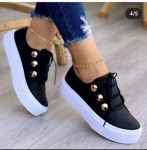 <span class=keywords><strong>Scarpe</strong></span> da Corsa da Donna Taglia Grande Nuove con Punta Arrotondata Suola Spessa Allacciatura Tomaia in PU Suola Intermedia in <span class=keywords><strong>Gomma</strong></span> Evergreen per Tutte le Stagioni <span class=keywords><strong>Scarpe</strong></span> Bianche - Product Image 2