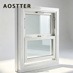 Fenêtre à guillotine simple en vinyle gris moderne avec cadre ultra-fin et verre panoramique pour une esthétique intérieure sans coupure - Product Image 1