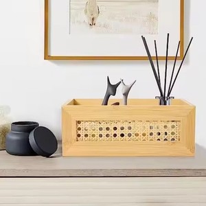 Bamboo Woven Storage Box Rectangular With Handle And Decorative Lattice Living Room Tidy Organizer 10-<b>20L</b> Capacity - Product Image 4
