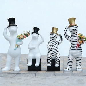 Ensemble de statues d'ours en fibre de verre sculptées, résistantes aux intempéries, pour espaces commerciaux, figurines d'animaux personnalisées - Product Image 6