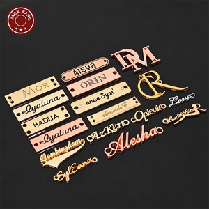 JACK FANG Custom Metal 3D Embossed Logo Labels For Garment Rectangle Laser Cut Gold Rose Gold <b>Names</b> <b>Tags</b> - Product Image 2