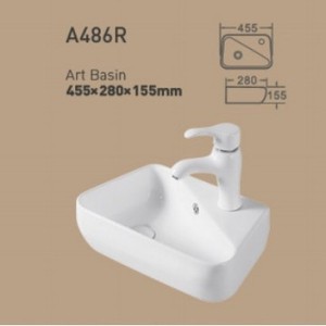 Lavabo de Cerámica Blanco para Encimera, 455x280mm, Lavabo para Baño - Product Image 1