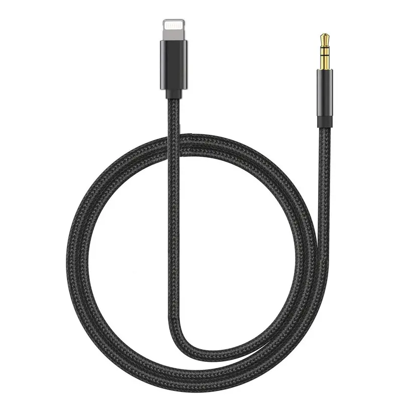 Hot selling 3.5mm Car Aux Audio Cable premium wholesale 1m 3.5mm car aux cable for iphone to 3.5mm male aux cable
