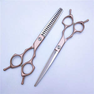 Ciseaux de toilettage pour animaux de compagnie en or rose, 7,0 pouces, tête droite, acier inoxydable 440C, polissage fin, usage beauté - Product Image 1