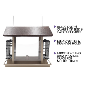 JH-Mech Custom <strong>Bird</strong> <strong>Feeders</strong> No Mess Large Seed Storage Capacity Dual <strong>Suet</strong> Cake Wire Holders Waterproof Roof <strong>Bird</strong> Food <strong>Feeder</strong> - Product Image 3