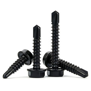 Viti Autoperforanti in Acciaio Inox 304/410 con Testa Esagonale Placcata in Zinco Nero, Metriche M4.8/M6.3 per Lamiera - Product Image 1