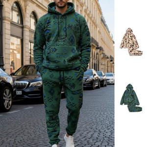 Nouvelle collection automne-hiver pour le commerce transfrontalier Europe-Amérique : Blouson décontracté pour homme, doublé polaire, épais, blanc cassé et vert - Product Image 2