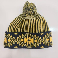 Bonnet brodé en jacquard acrylique personnalisé, chaud pour l'hiver, tricot à pompon pour hommes et femmes pour le voyage
