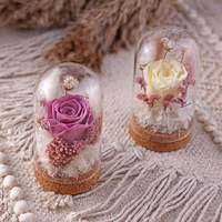 Rose éternelle préservée sous cloche en verre 2025 – Ornement artisanal créatif pour mariage et Noël