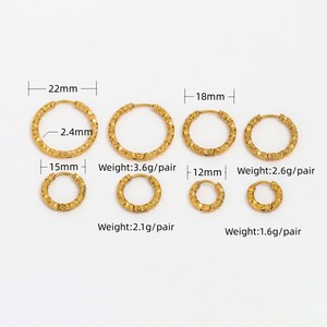 Pendientes Joolim de Acero Inoxidable con Baño de Oro de 18K, Textura Martillada de Cráter de Meteorito, Resistentes al Deslustre y al Agua, Joyería de Moda - Product Image 5