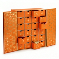 Boîte de rangement rigide haut de gamme personnalisée avec impression de marque, Calendrier de l'Avent 24 tiroirs Phases de Lune Dorées, Cadeau de luxe pour parfums et bijoux