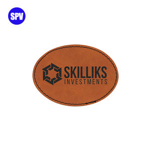 3 "X 2" Ovale Noir En Cuir Blanc Chapeau Patch Laser Gravable avec Adhésif Laserd Couleur Mettalics Argent - Product Image 2