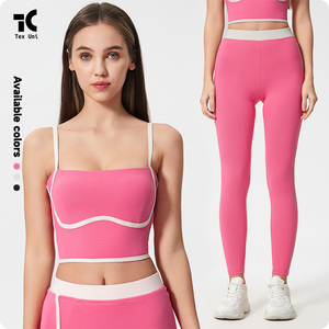 Jupe de sport doublée haut Impact antichoc débardeur à peine là bout à bout entraînement Capris femmes bloc de couleur Yoga ensemble - Product Image 4