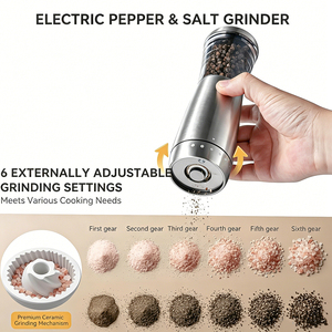 Molinillo de Sal Recargable de Gran Capacidad de 165 ml, Molinillo de Pimienta de Acero Inoxidable Premium con Luz LED - Product Image 3