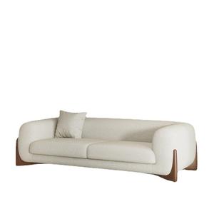 Sofá para sala de estar pequeña, color crema, tres plazas, tapizado en lana de cordero, estilo japonés Wabi Sabi. - Product Image 5