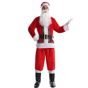 Costume <span class=keywords><strong>de</strong></span> Père Noël Luolan, personnage <span class=keywords><strong>de</strong></span> télévision, rouge doré, polyester, adulte, spectacle <span class=keywords><strong>de</strong></span> Noël, tenue <span class=keywords><strong>de</strong></span> scène, chapeau, <span class=keywords><strong>barbe</strong></span> - Product Image 6