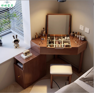 New Modern Solid Birch Wood Triangular Dressing Table with Integrated Drawers Panel Design for <strong>Bedroom</strong> Hotel <strong>Vanity</strong> Storage <strong>Unit</strong> - Product Image 5