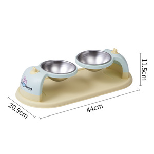 Stainless Steel Double Bowl For <b>Cats</b> And Dogs With Suspended Neck Support High Rise Non Slip Anti Tumble <b>Feeder</b> - Product Image 4