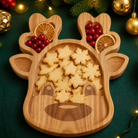 Plateau de service en bois de Noël, vente en gros, idéal pour les biscuits, bonbons, noix et les tables de fêtes