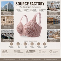 Soutien-gorge sans armatures SHANGBINI grande taille à imprimé léopard rose, couvrance totale, bretelles larges, confort et maintien pour poitrine généreuse, vente en gros OEM ODM