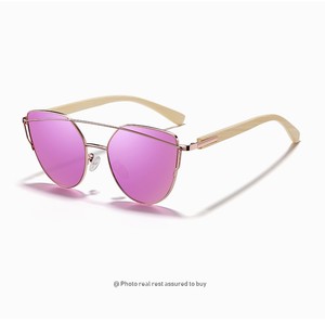 Gafas de Sol de Moda Europea y Americana, Montura Metálica de Ojo de Gato para Mujer, <span class=keywords><strong>Espejo</strong></span> de Bambú, Serie de Colores Deslumbrantes, Protección UV400 TAC - Product Image 5