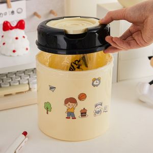 سلة مهملات كرتونية للمكتب، حاوية تخزين منزلية عالية الجودة بغطاء، وعاء صغير لحفظ الأدوات المكتبية والأقلام - Product Image 4