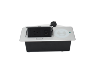 Prise escamotable en alliage d'aluminium 1 prise USB-A 1 Type-C avec charge sans fil 15W