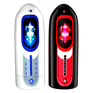 เครื่องช่วยสำเร็จความใคร่ชายพร้อมไฟ LED สีน้ำเงินและสีแดง โหมดหมุนอัตโนมัติและโหมดสั่นสะเทือนสำหรับการกระตุ้นผู้ใหญ่ - Product Image 1