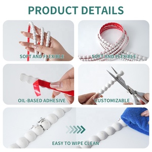 Moulures PVC modernes colorées, <span class=keywords><strong>demi</strong></span>-perles polies, moulures 3D effet perle, auto-adhésives, pour décoration murale, armoires, étagères, fenêtres, villas, hôtels - Product Image 5