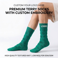 Chaussettes en coton douces et respirantes à logo personnalisé, texture 3D, en tissu éponge, OEM ODM, chaussettes décontractées, vente en gros, chaussettes chaudes d'hiver, chaussettes de sport