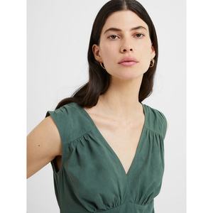 Robe extra longue 100% coton, col en V, sans manches, fermeture éclair cachée, lacets - Product Image 3