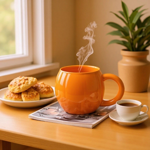 Halloween Pumpkin Shaped Ceramic Coffee <b>Mug</b> Solid Novelty Design Heat Resistant Microwave Safe Dishwasher Safe Home Use - Product Image 2