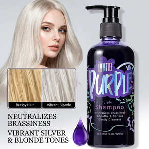 Champú Profesional 3 en 1 Color Púrpura para Cabello <span class=keywords><strong>Rubio</strong></span>, Plateado y Gris, Neutraliza los Tonos Amarillos, Champú <span class=keywords><strong>Matizador</strong></span> Sin Amarillo, 300 ml - Product Image 1